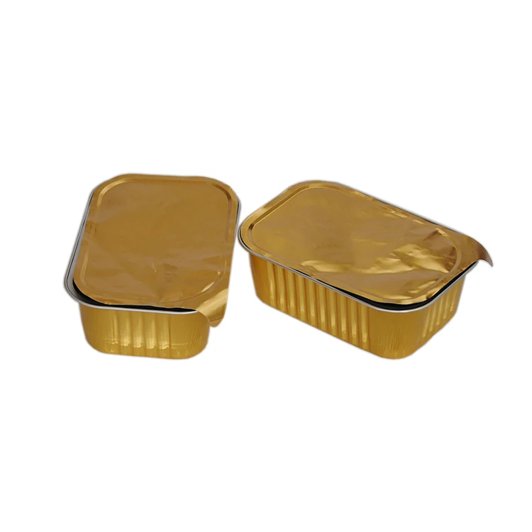 Disposable colored aluminium foil airline alu trays catering containers 6x6 no lid