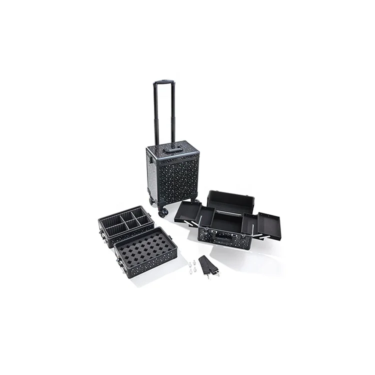 BSCI members Professional multifunctional 2 In 1 travel train rolling makeup beauty tool storage cosmetic case hairdressing case