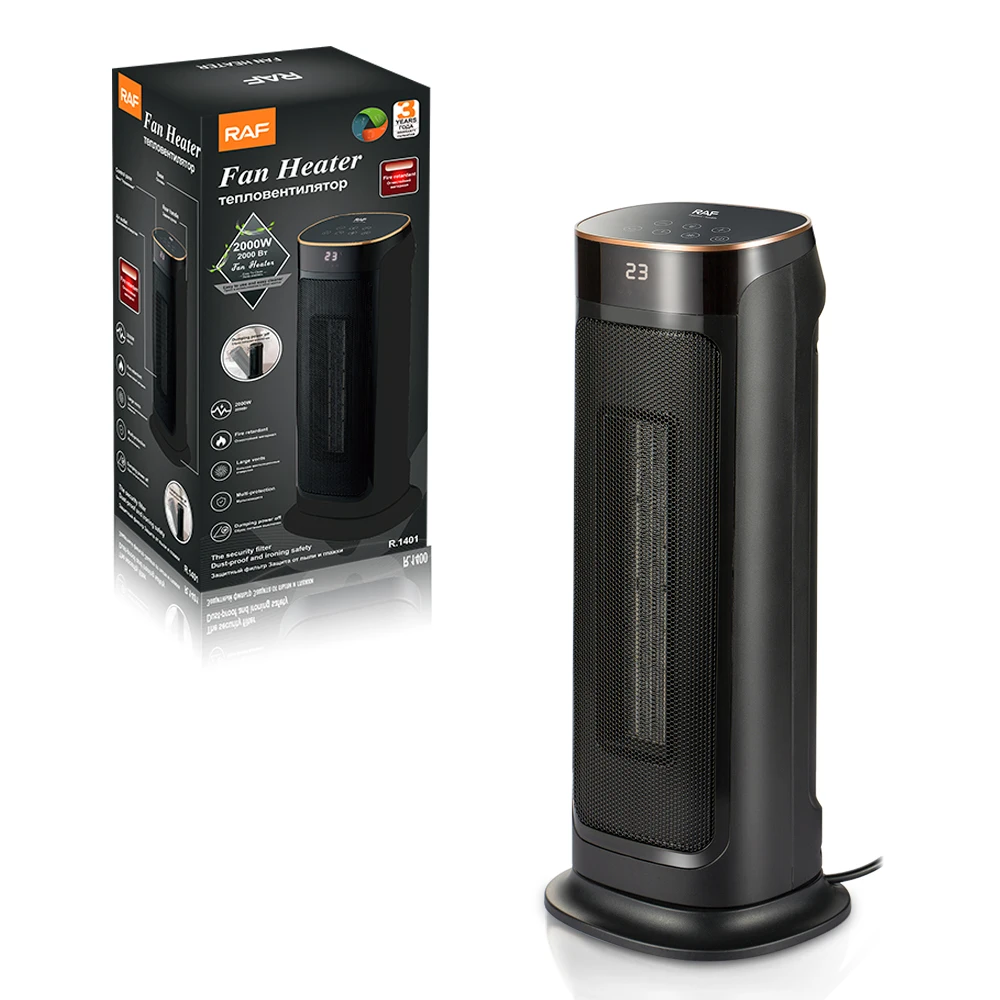 RAF Tower Heater Fan Heater Black Fast Heating Electric Heater with Remote Digital Display 24H Timer