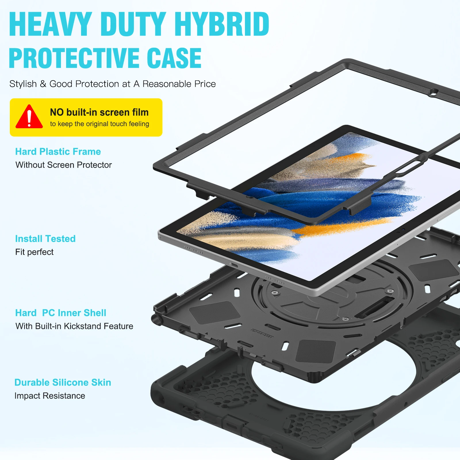 Heavy Duty Protective Silicon Tablet Case for Samsung Galaxy Tab A8 10.5 2022 Rugged Soft Back Cover with Stand