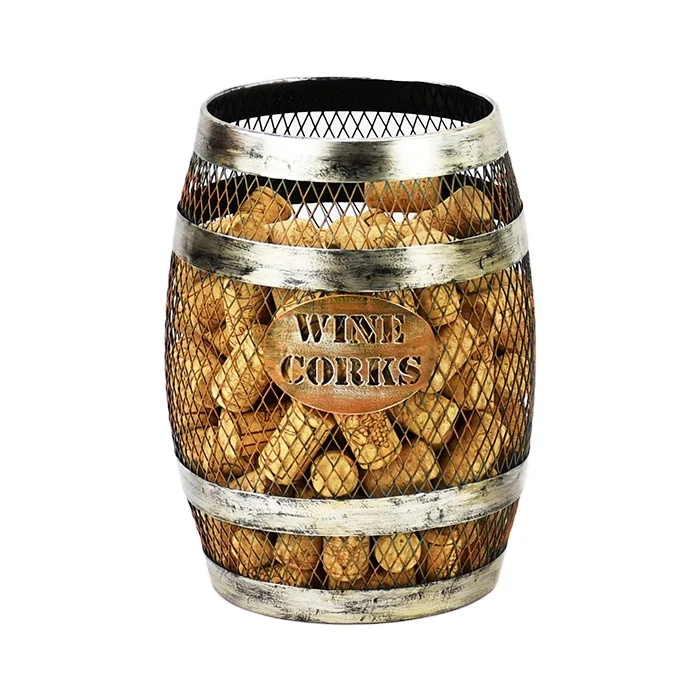 Wine Barrel Shape Metal Wine Cork Holder