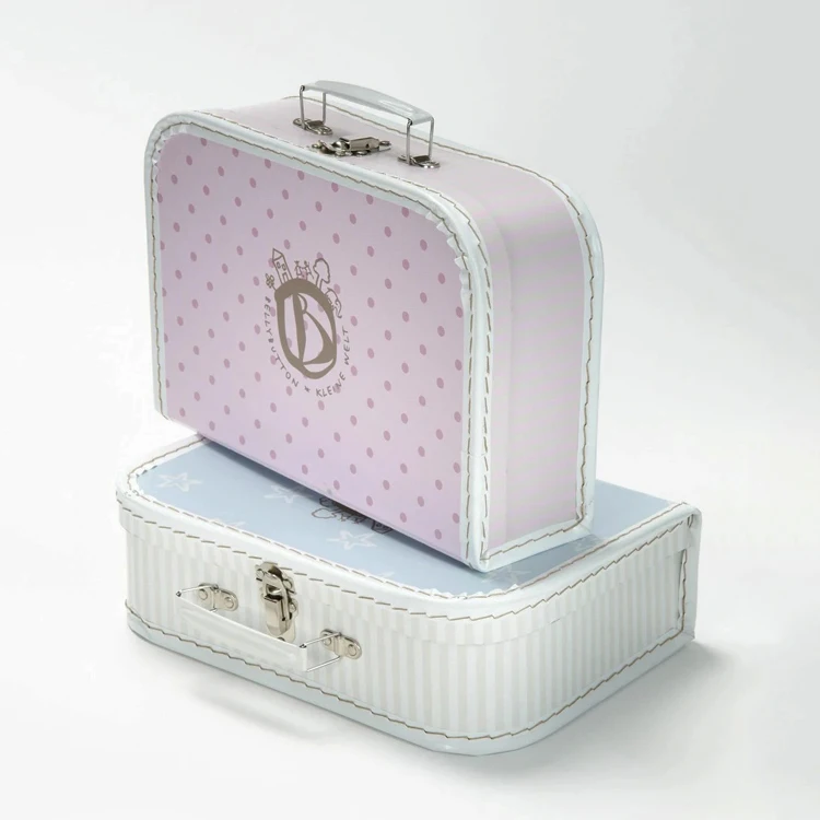 Paper Cardboard Decorative Kid style storage Suitcases For Small Toys, Set Of 3