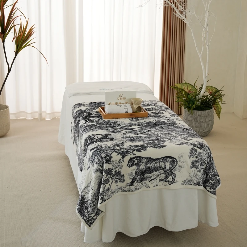printed Blanket for Couch Knitted tiger and forest Throw Soft Lightweight Cozy Decor Blanket for Bed Sofa Chair Plaid