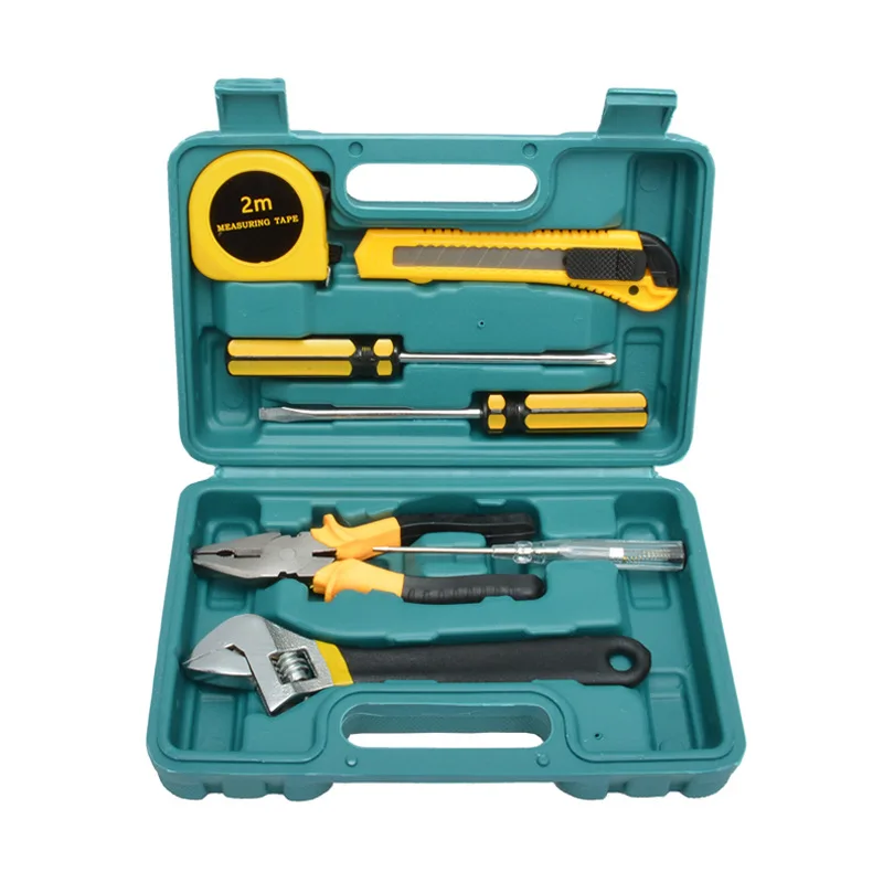 7PCS Tool Set General Household Toolkit with Toolbox Storage Case, Basic House DIY Tool Kit Set for Home Garage Office Use