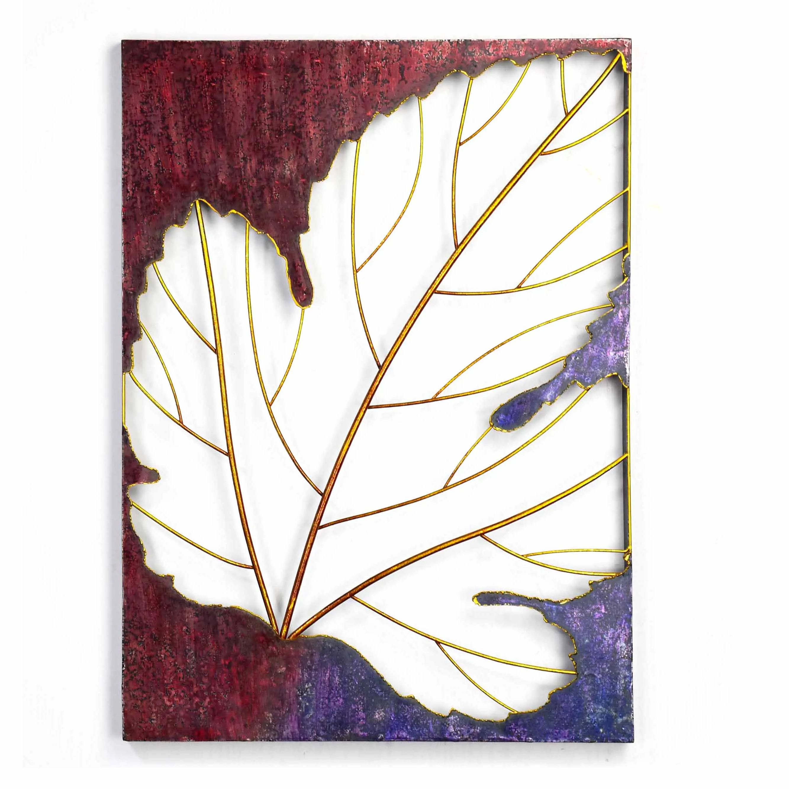 New Design Metal Framed Leaves Wall Hanging Home Decoration