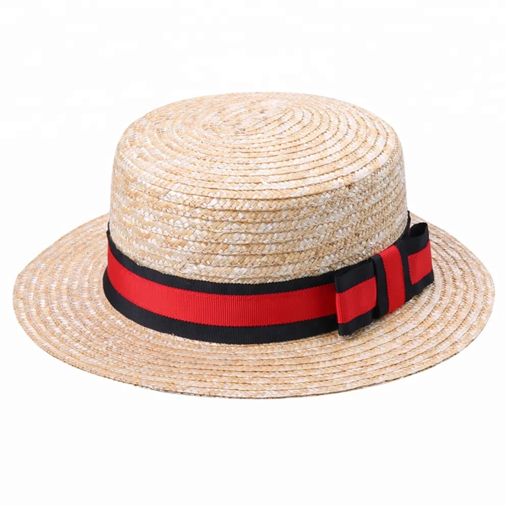 Zeyi  Custom Natural Ultra Wide Brimmed Flat Top Wheat Straw Flap Top Boater Hat