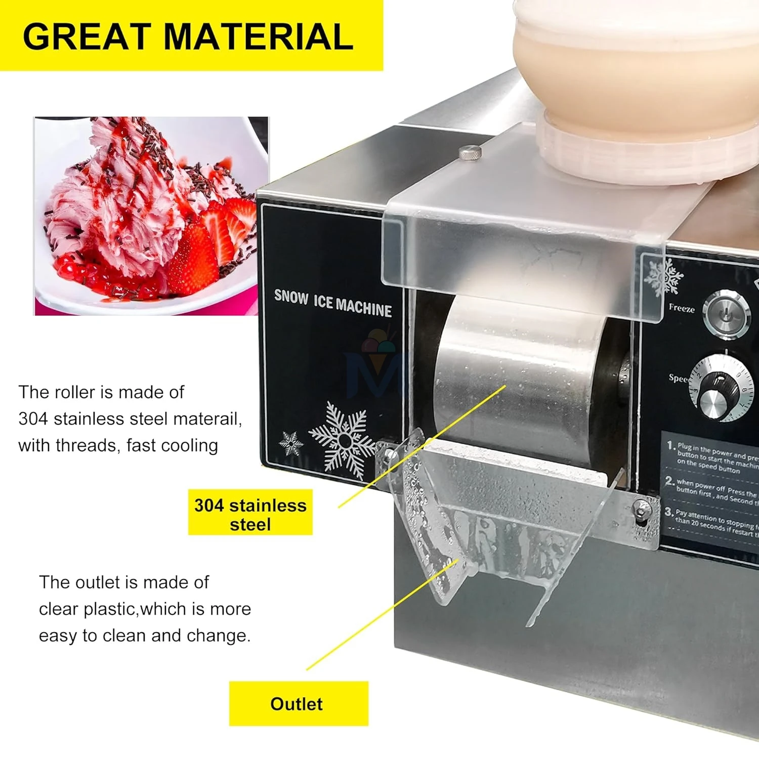 Mvckyi 60KG/24H bingsu machine korea commercial Snowflake Ice Maker Machine/Snow Flake Ice shaving Machine