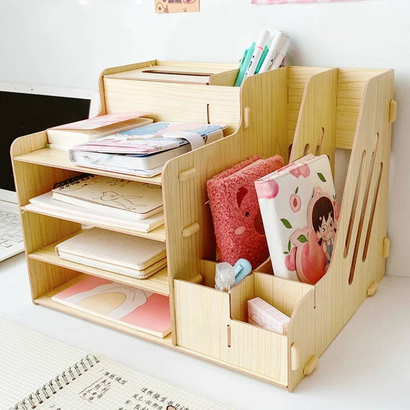 Wooden office organizer for home and desk wood with File Organizer for Office Supplies Storage stationery