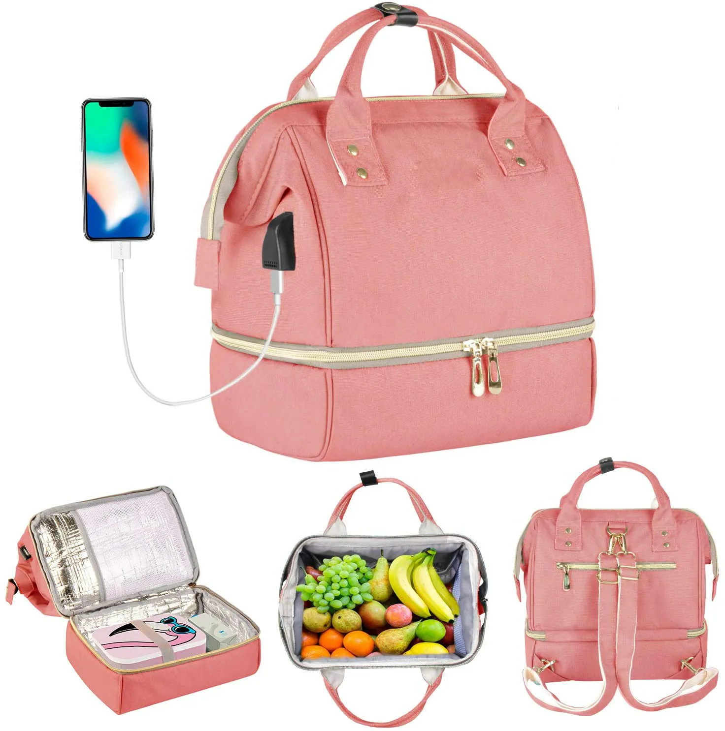 Girls Lunch Bag Women Insulated Breast Pump Bag Backpack Kids Lunch Box