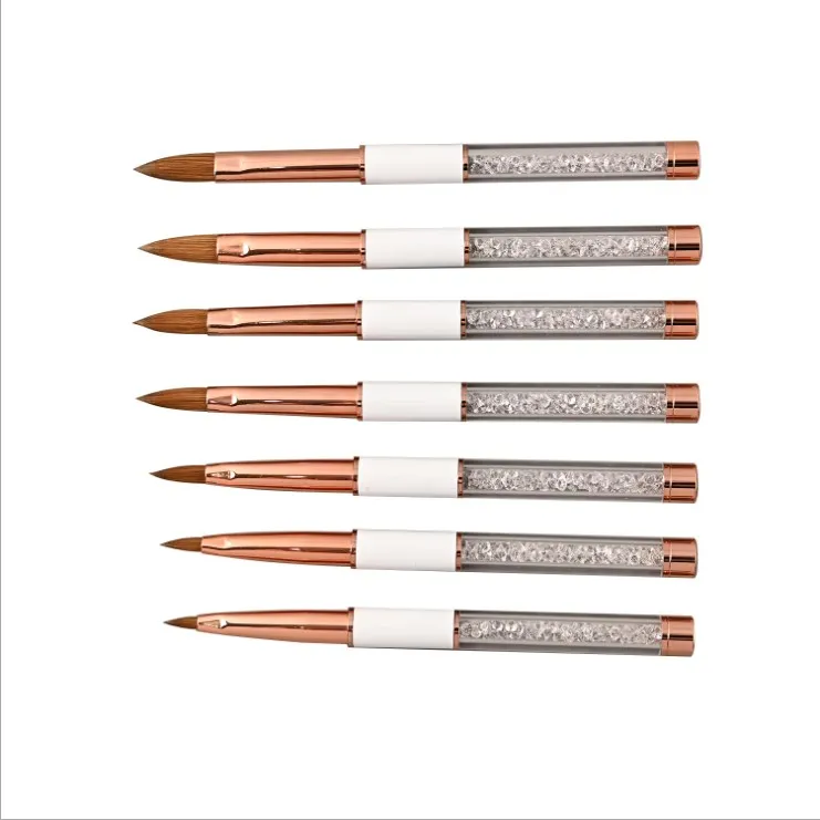 OEM Professional White Handle Nail Art Brush Kolinsky UV Gel Acrylic Brushes Size 2 4 6  8 10 12 14 Hot Wholesale Supplier