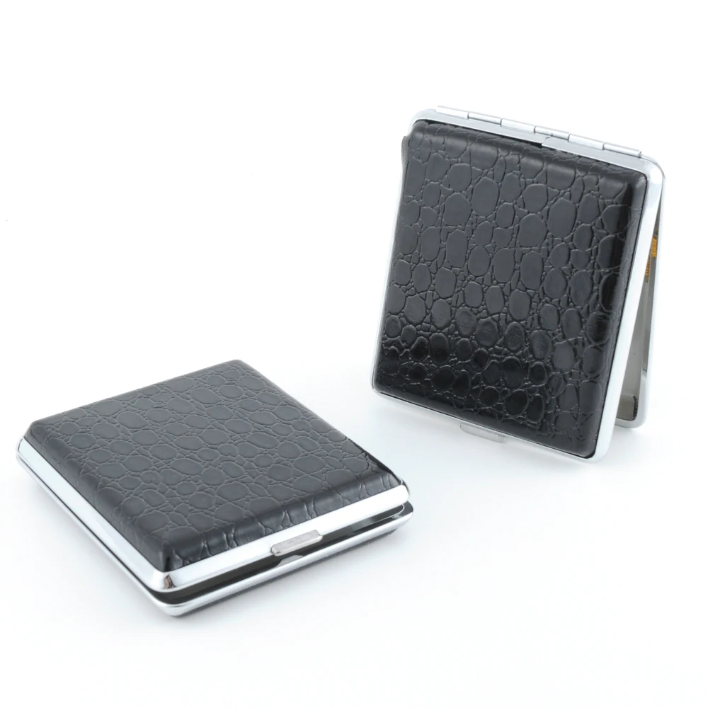 
Cigarette Box Rectangular Metal Party OEM Craft Logo Smoking Accessories Wholesale Rolling Machine Leather Cigarette Case 