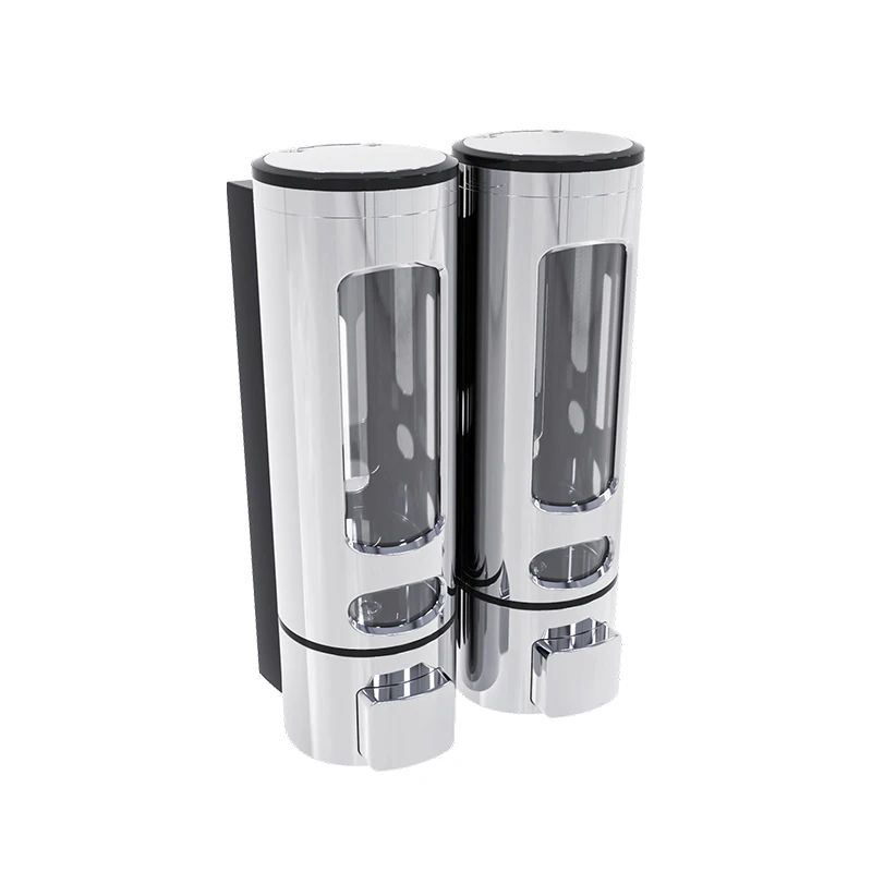 High Quality Double Bottle Stainless-Steel Antioxidant Manual Shower Shampoo Soap Dispenser for Hotel Bathroom
