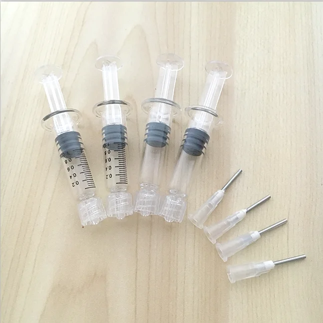 1 ml oil packaging luer lock glass syringe with 16g blunt tip white needle