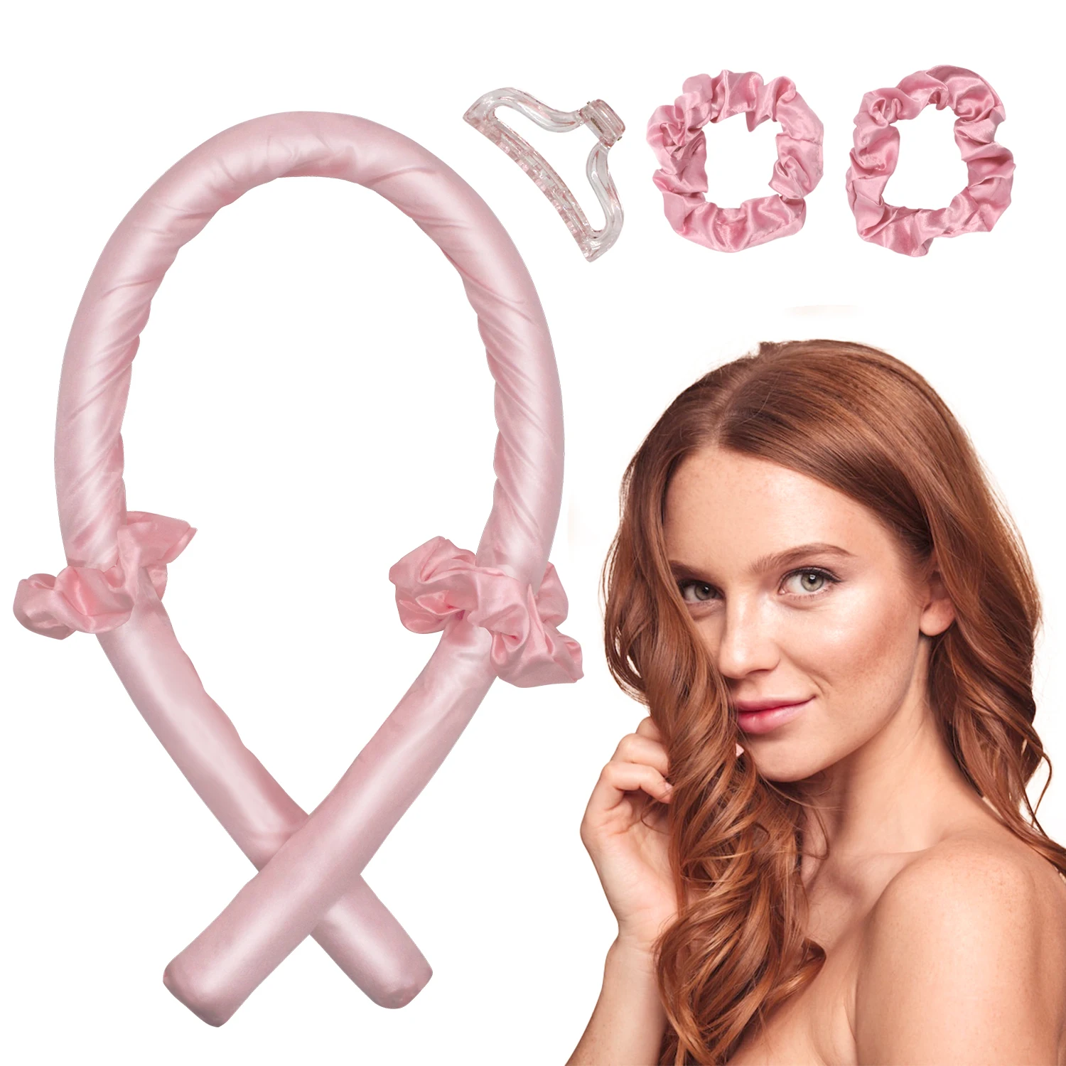 Hot Selling 100% Mulberry Silk Curling Rods Magic Curls Hair Foam Sponge Roller Heatless Hair Curler With Scrunchies Set
