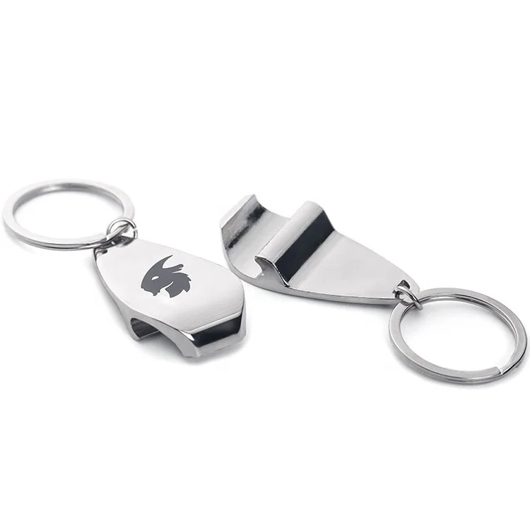 Custom Silver Metal Stainless Steel Laser Bottle Opener Keychain Promotional Keyring Bottle Opener