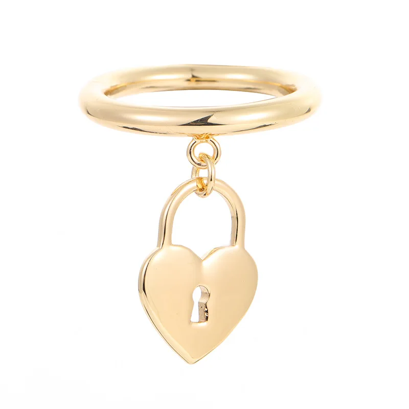 FanYue 2022 custom high quality jewelry Pearl SPIKE love heart lock rings chain pendant rings for women