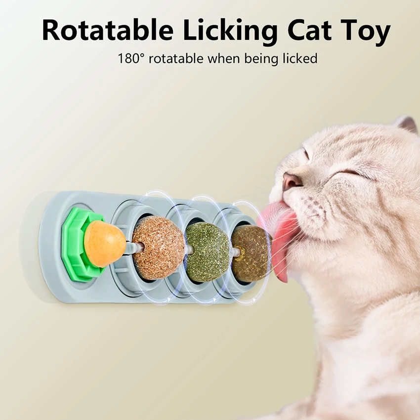 Rotatable Licking Cat Mint Toys Natural and Healthy Cat Chew Mint Ball Pet Catnip Ball Toy