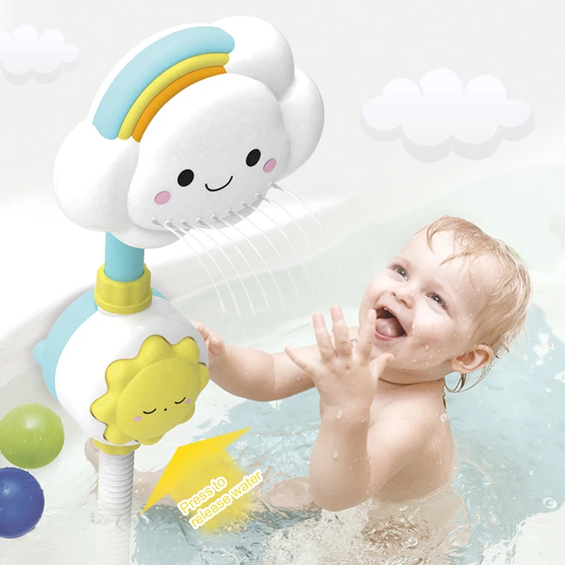 Creative Baby Bath Toy Colorful Rainbow Cloud Funny Adjustable Baby Shower Rainbow Water Proof Baby Bath Kids Game Toys