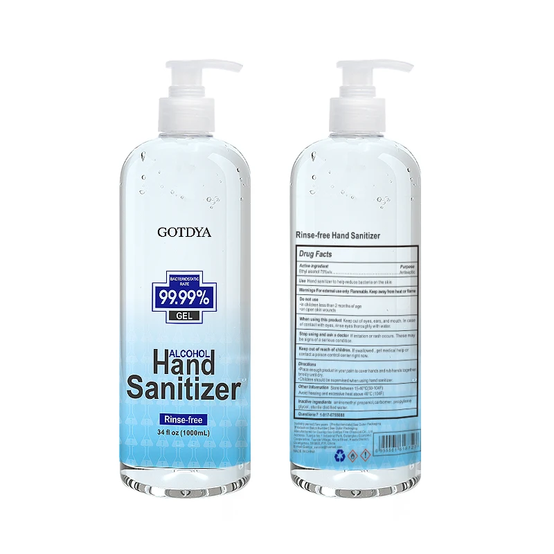 
Gotdya Antibacterial 80ml 300ml 500ml 1000ml 3.785L Alcohol Gel Rinse-Free Hand Sanitizer 