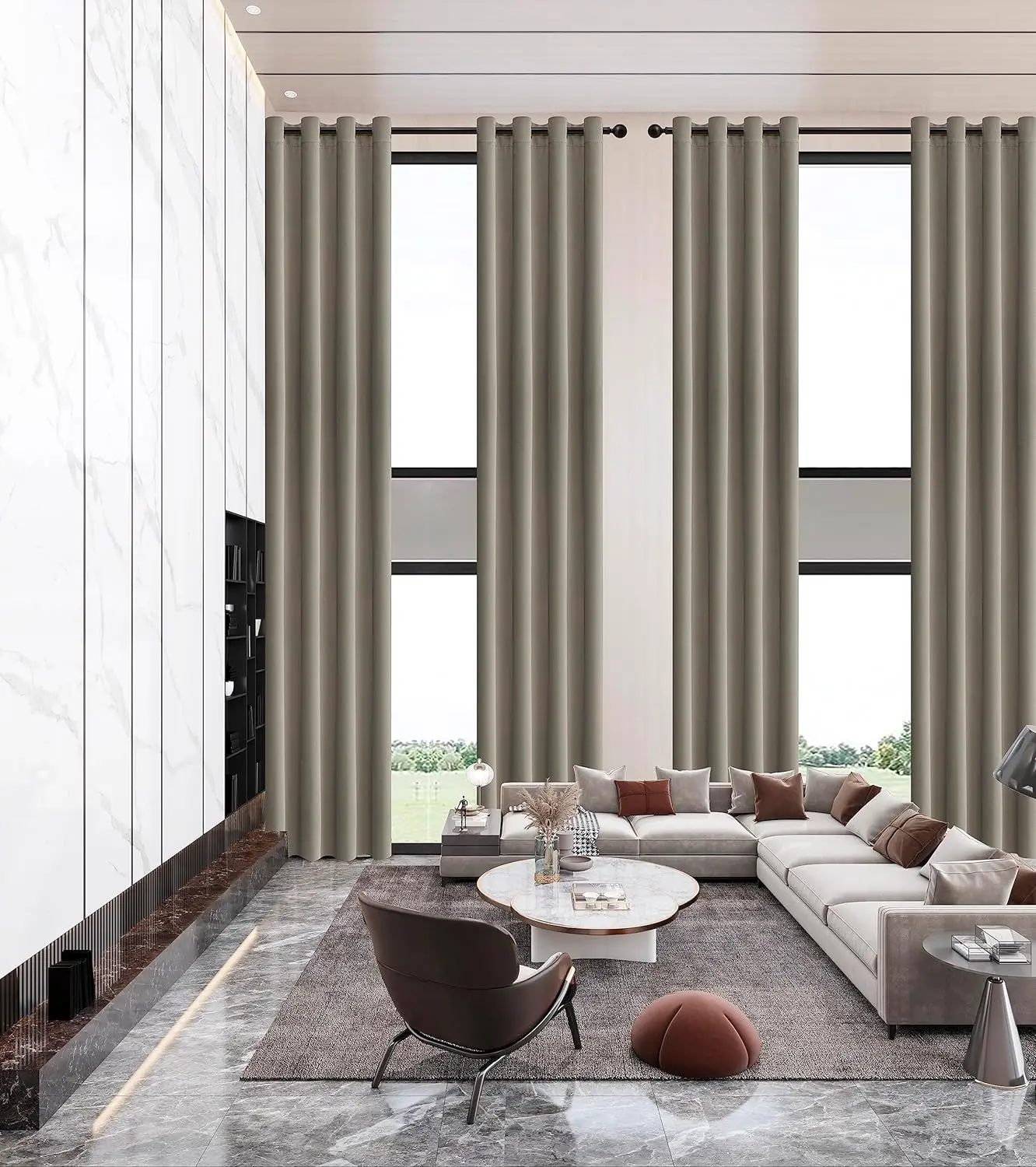 Extra Long Curtains High Ceiling Drapes for Living Room, Tall Custom Made Blackout Bedroom Loft Theater 1 Panel Grey