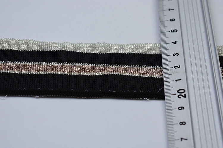 Polyester striped knitting rib fabric cuff product type flat knit rib collar