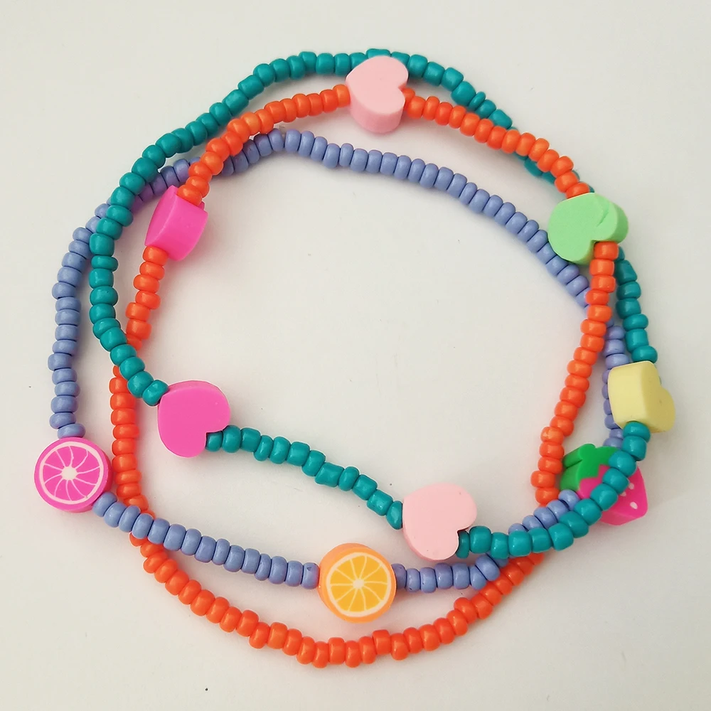 Liberty Gifts girls hand crafts new fashion fruit shape elastic wrap bracelet bohemian summer wrist decoration