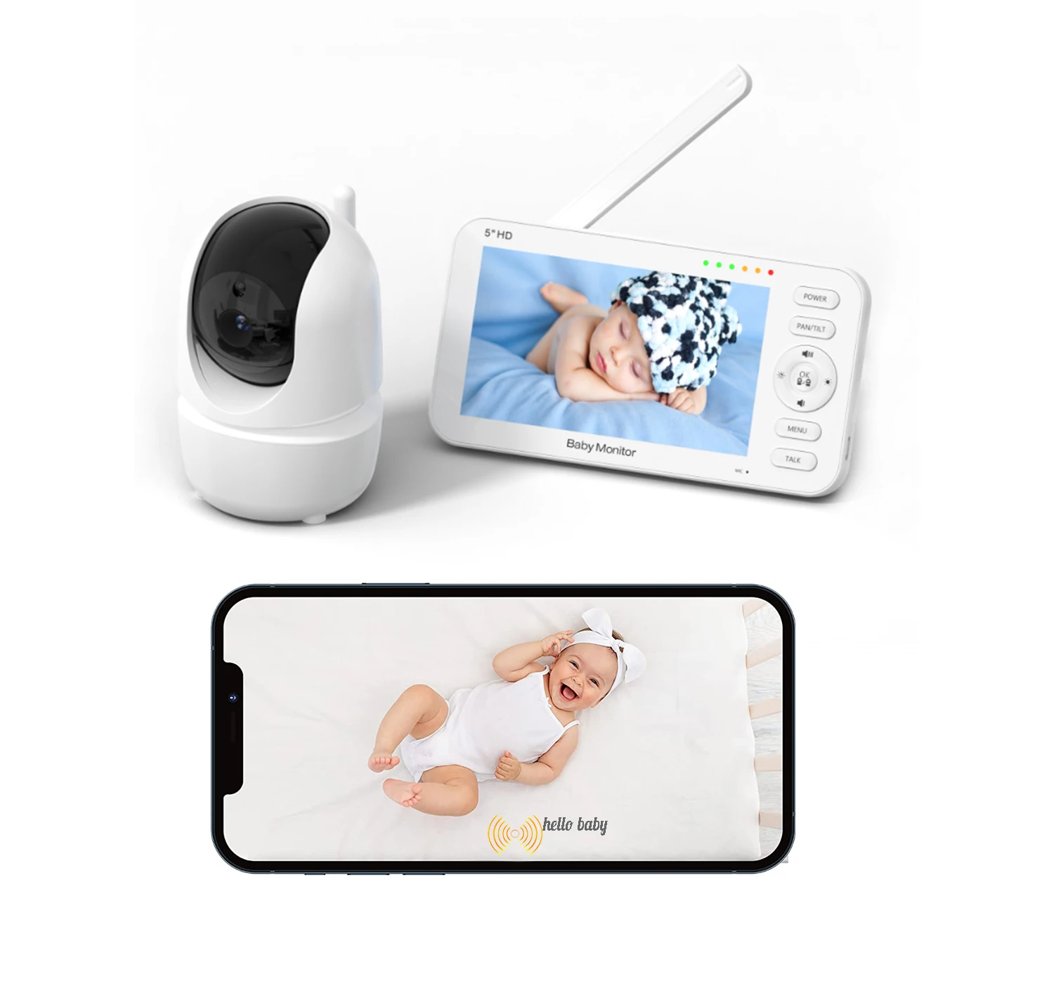 5 inch HD LCD Video Nanny Wireless Security Camera Two Way intercom  Night Vision WIFI Baby Monitor