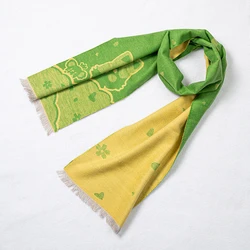 Зимний Шелковый фланелевый шарф с принтом мультяшного кота для детей