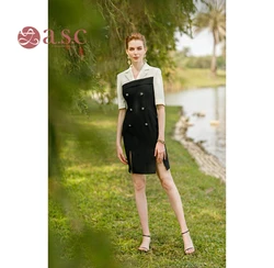 2022 New Dropshipping High Quality Fashion Personalized Unique Design Patchwork Dresses Women,Women Patchwork Blazer Dress