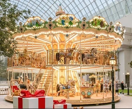 Classic amusement park rides European theme 68 seats double layer carousel merry go