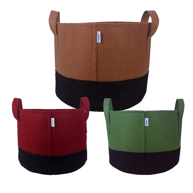 Factory Wholesale Cheap Fabric Double Color Grow Bag Custom Thicken Felt Planter Vegetable All Gallon Outdoor Pots With Handles