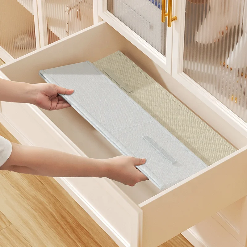 Foldable Wardrobe Clothes Organizer Fabric 5 Grid Divider Washable Drawer Organization for Clothing Jeans Underwear Pants 2 Pack