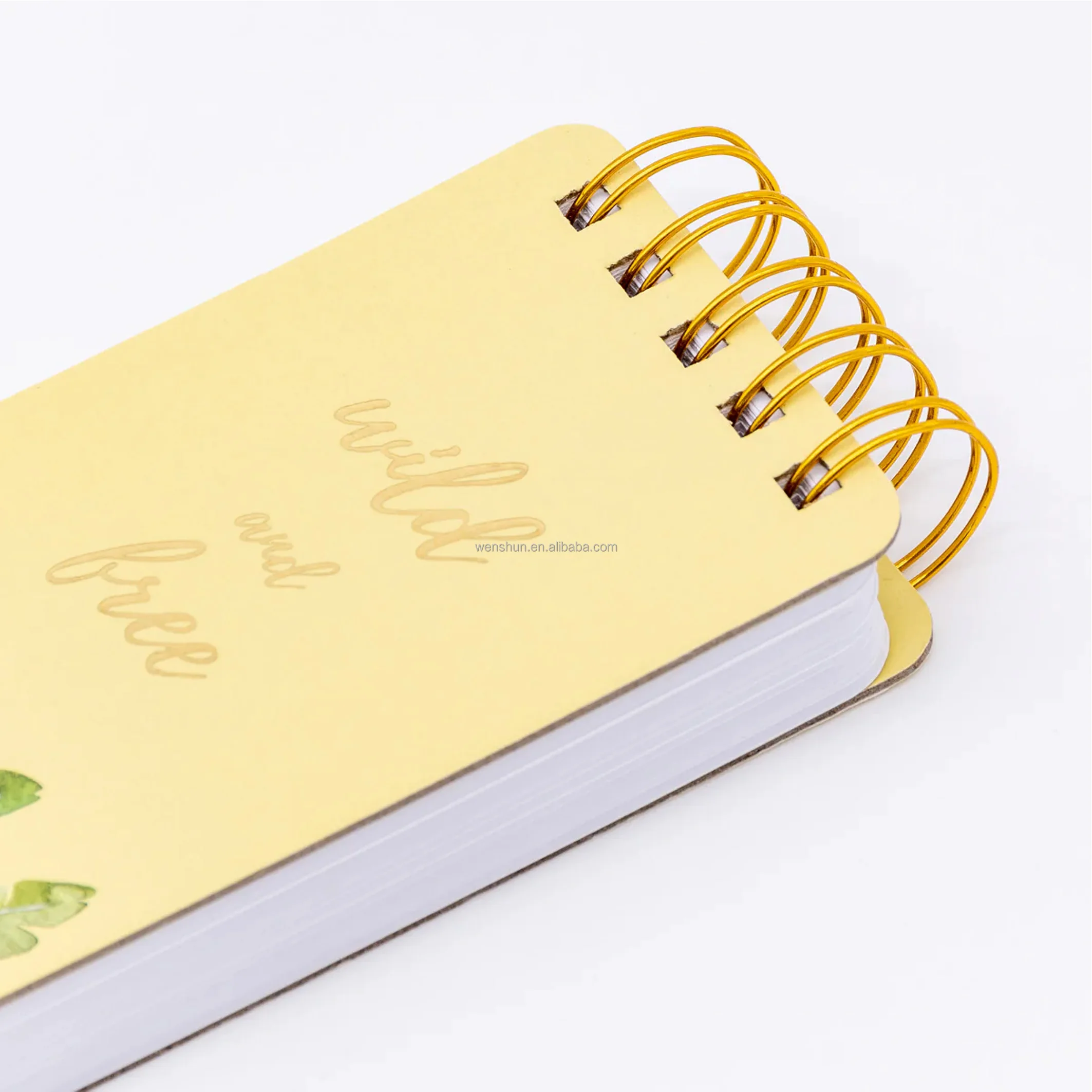 Custom Tropical Yellow Print 50 Lined Pages Double Gold Spiral Bound Reporter Notepad