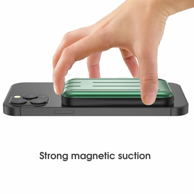
2021 Universal 5000Mah One Step Charging-Mini Wireless Powerbank Magnetic Thin Portable 3In1 Magsafing Power Bank 
