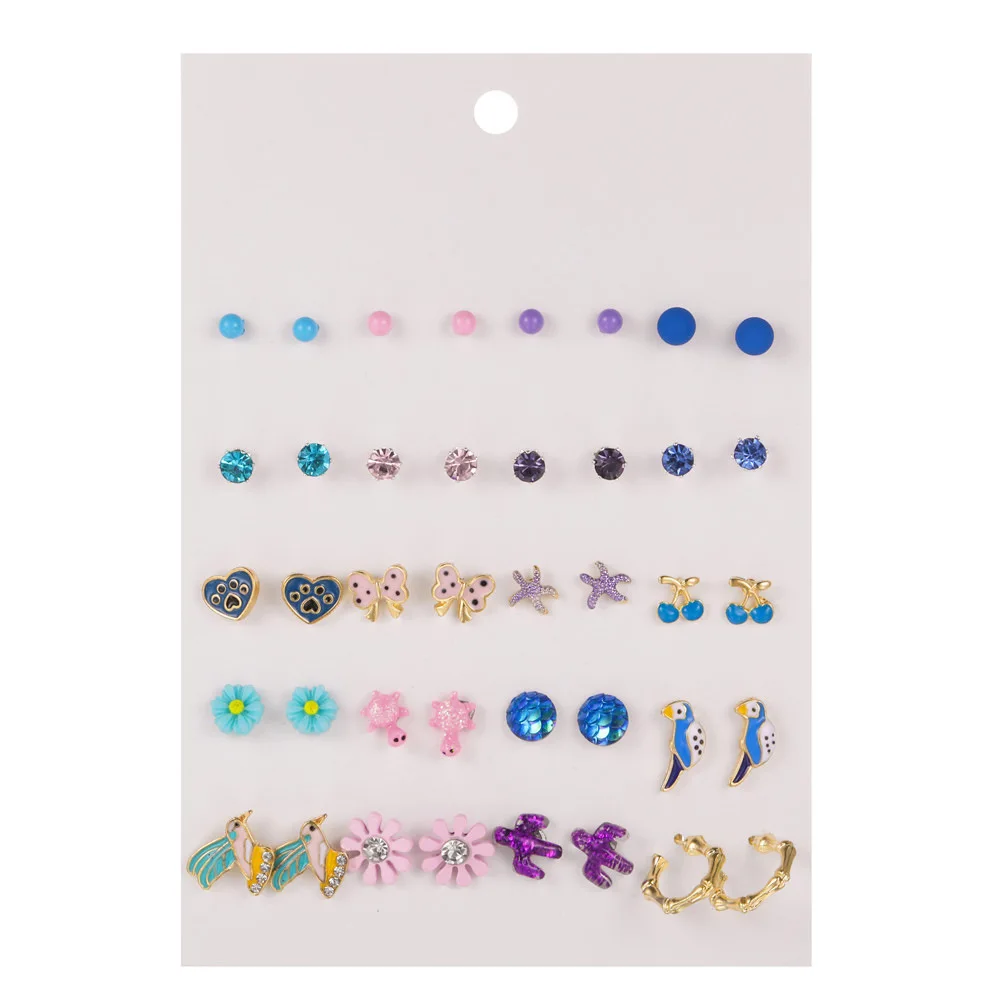 Hot selling earring set geometry 30 pairs of studs female earring manufacturers wholesale
