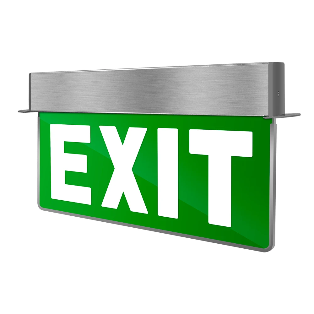 Fire Exit Light Aluminum Housing Recessed LED Exit Sign Emergency Light With Customizable Pattern