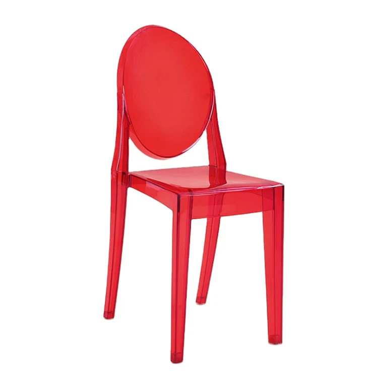 Dinning Chair Factory Promotional Modern Cheap Acrylic Chair Plexi Glass Crystal Ghost Plastic Dining Chair with High Round Back