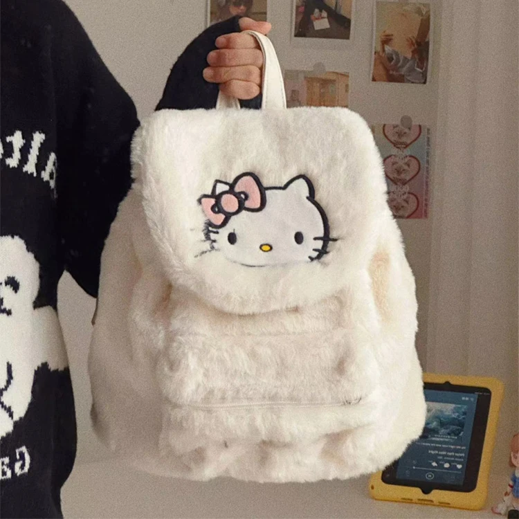 Kawaii sanrios плюшевый рюкзак Мультяшные дизайнерские котята Чучело Рюкзак для девочек hello kitties and friends школьный детский