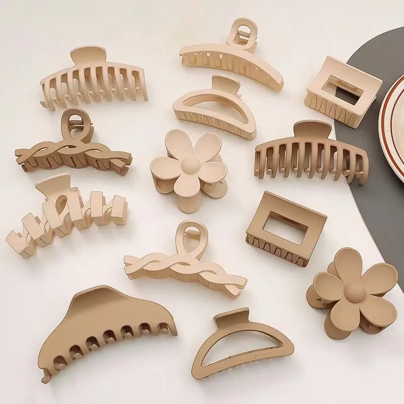 2022 Korean Hair Accessories Milk Tea Color Coffee Color Hair Grab Clip Women Girls Ladies Plastic Hair Clips Claw Hairgrips