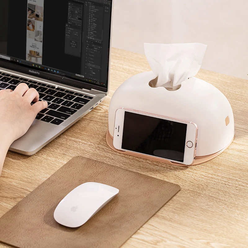 Multifunctional and practical green ABS material bread shape plastic tissue box organizer for home