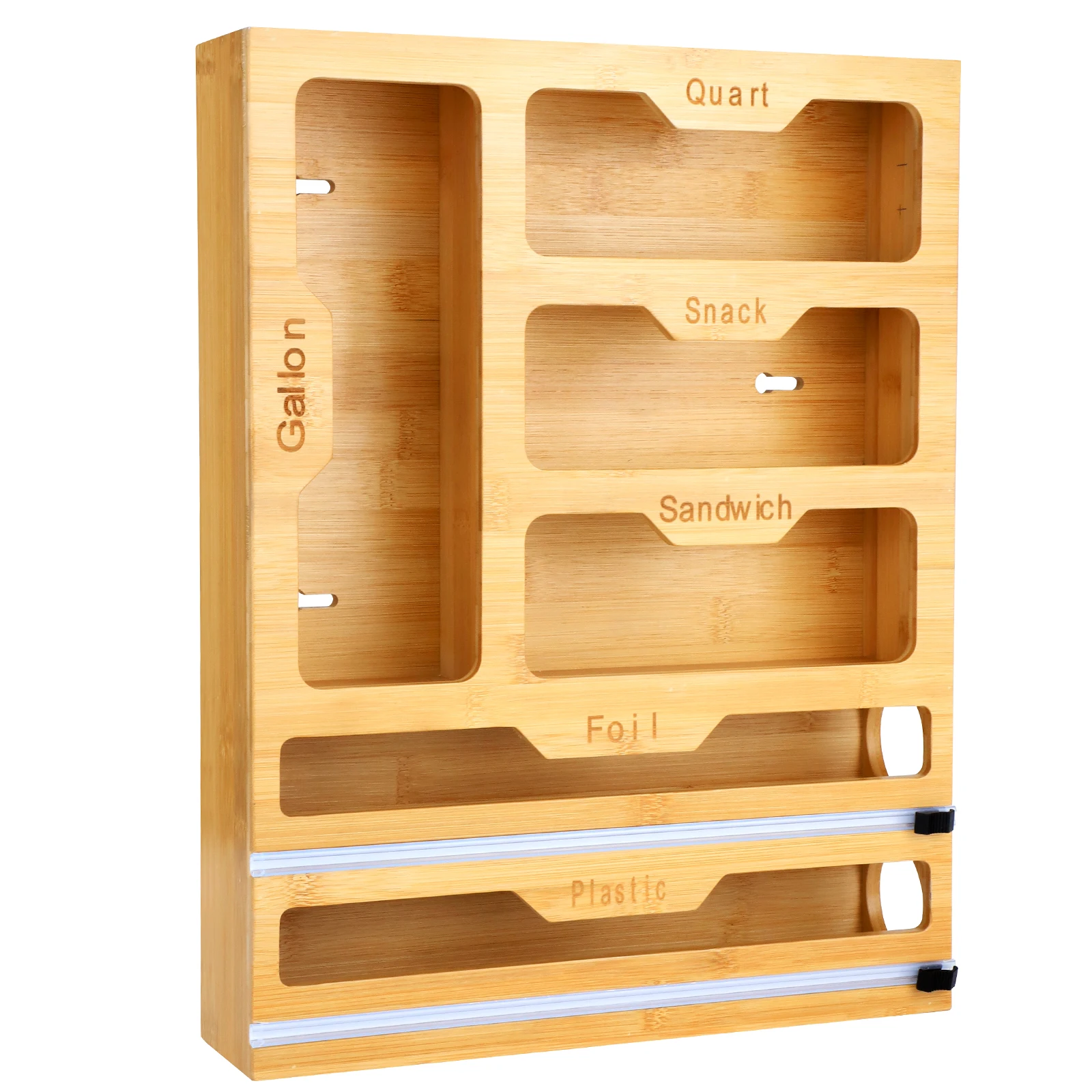 HOSTK Kitchen 6 In1Bamboo деревянный замок на молнии органайзер для хранения ящиков дозатор фольги и пластиковой обертки с резаком