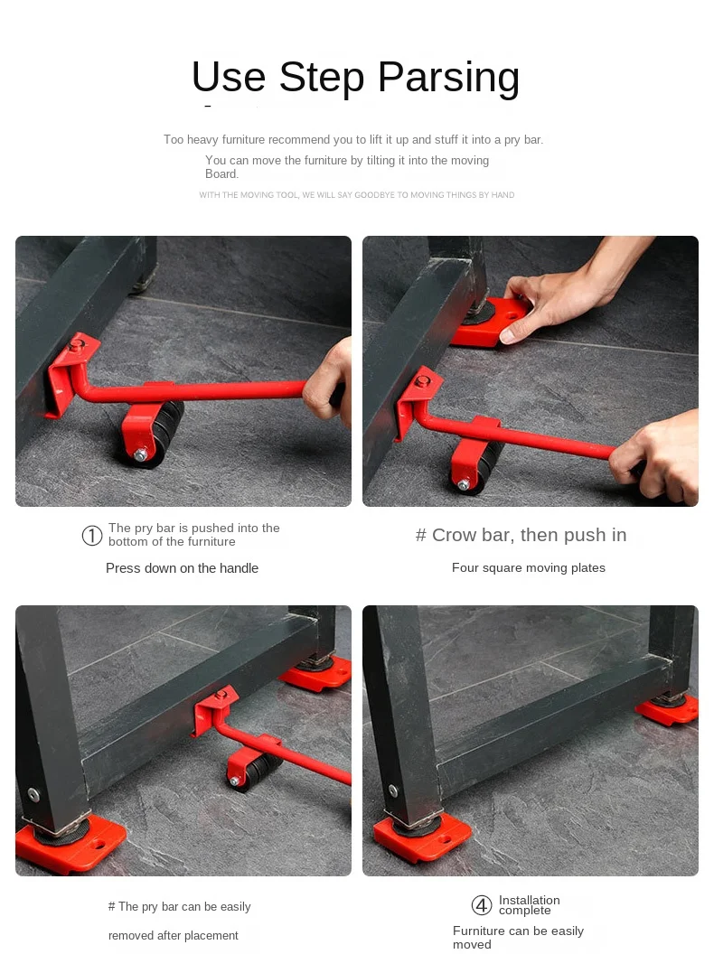 Heavyweight Universal Pulley Tools Versatile Wheel Shifter for Moving Refrigerators Cars Beds-Artifact Refrigerator Carrying Bed