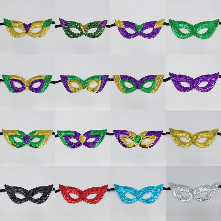 Glitter Masquerade Eye Mask Halloween Carnival Cosplay Costume Venetian Half Covery Sequin Masks Mardi Gras Party Favor