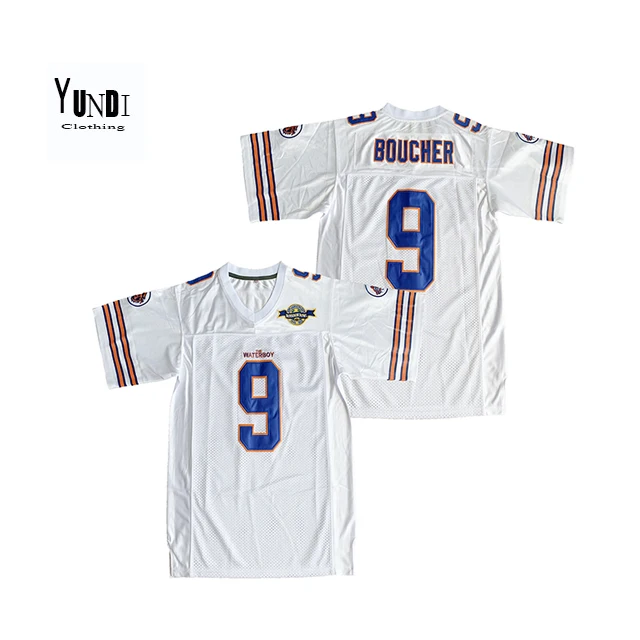 V Neck White #9 Mesh Fabric Sublimated American Football Jersey For Training