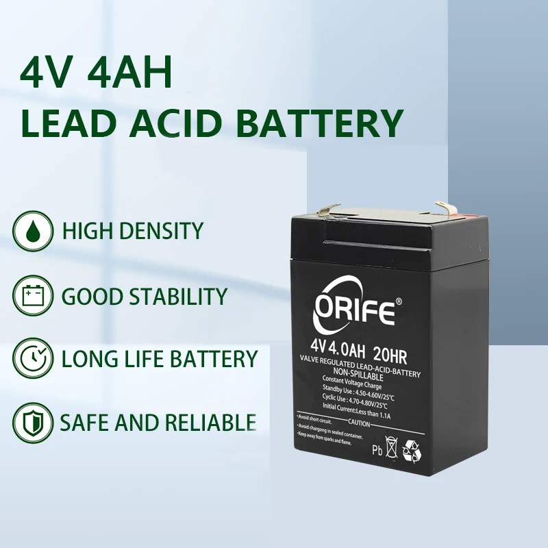 ORIFE custom manufacturing long life vrla agm sealed lead acid 4ah 4v battery