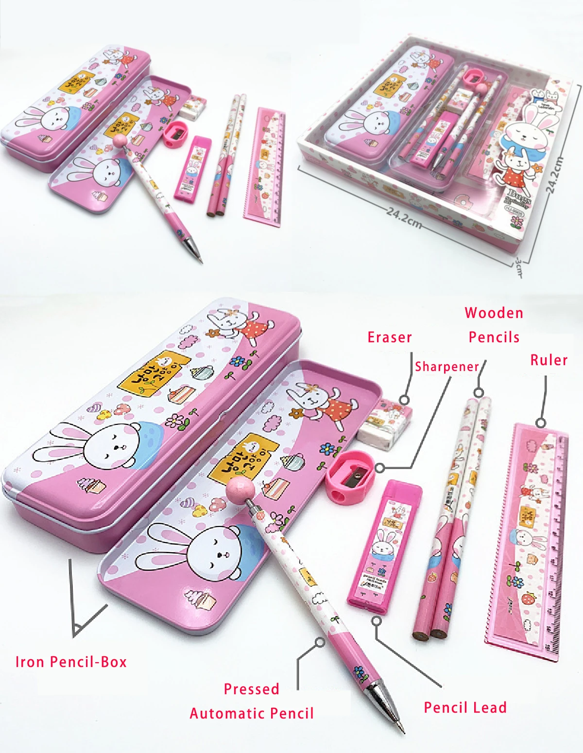 Wholesale Cute Animal 8-Piece School Supplies Back To School Supplies Girl Boy Kids Stationery Gift Set