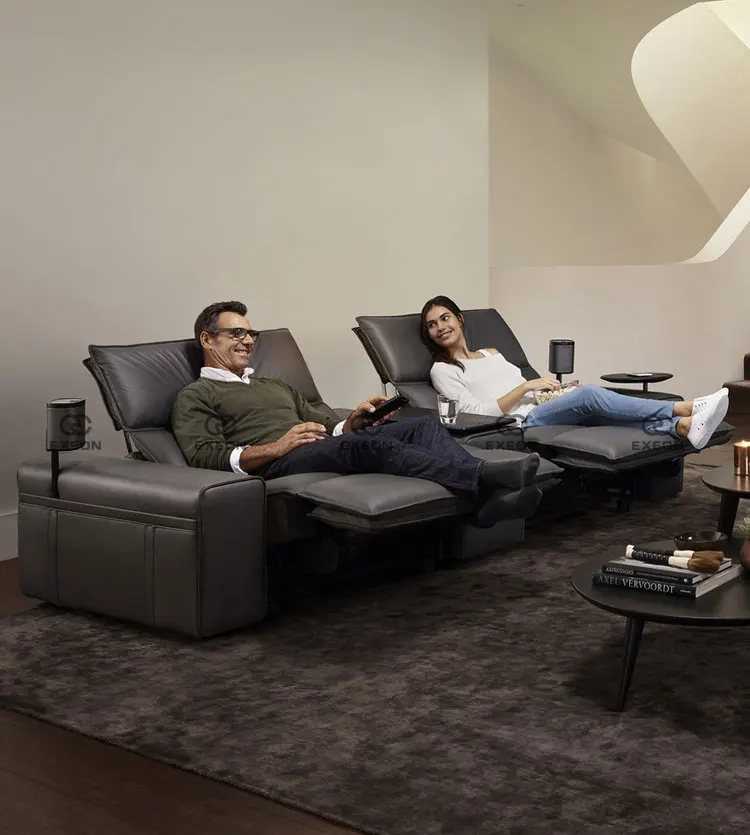 Multi Functional Combination Leather Home Theater Living Room Modern Electric Genuine Leather Sofa