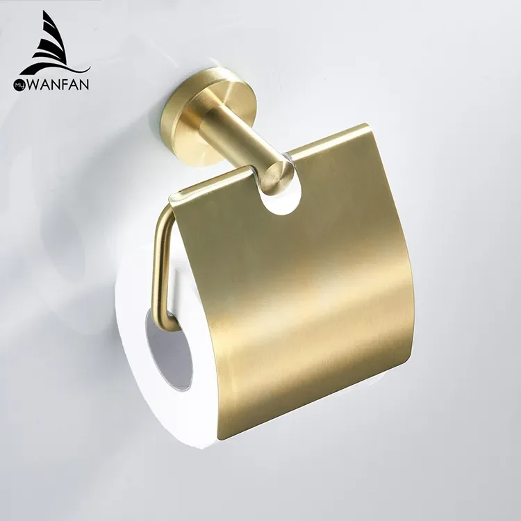 667708 Китай оптовая продажа Золотая нержавеющая сталь рулонная стойка для туалетной бумаги настенный держатель аксессуары ванной комнаты