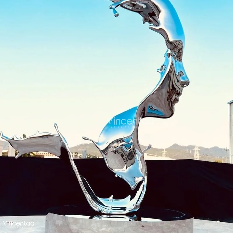 Vincentaa Garden Art Decor Face Sculpture Metal Stainless Steel Modern Outdoor Sculpture Custom