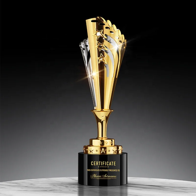 Factory Direct Sales Beautiful Design Star Gold Olive Branch Metals Trophy For Business Supply Gifts Crafts